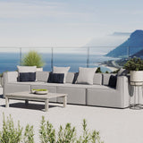 Saybrook Gray 4-Piece Outdoor Patio Upholstered Sectional Sofa - 34.5x138" - Ornate Home