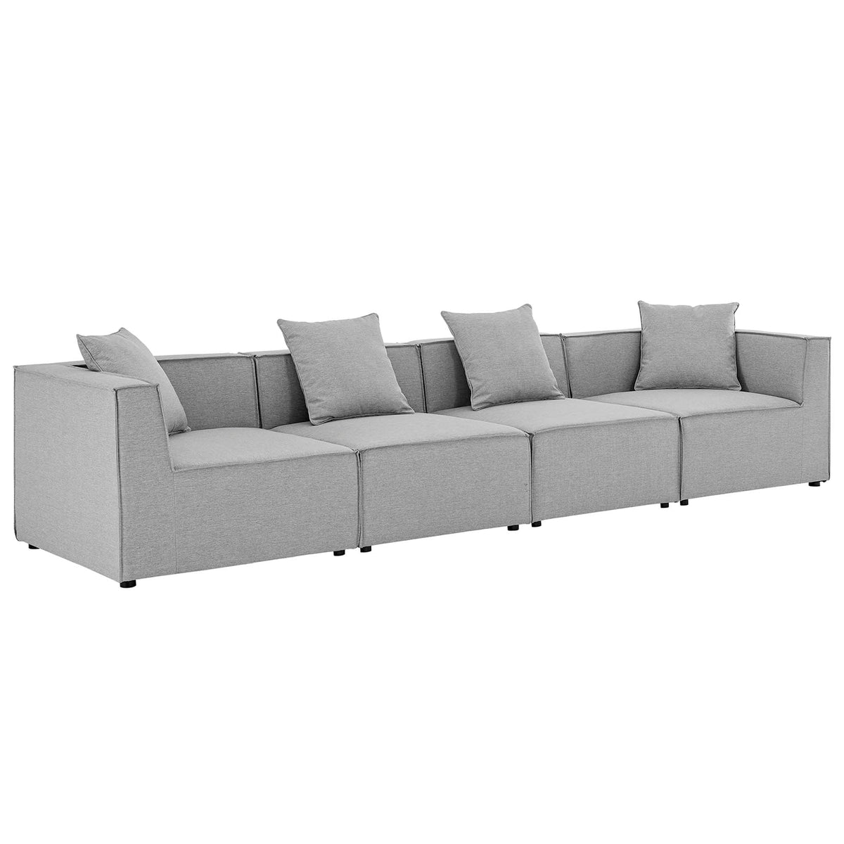 Saybrook Gray 4-Piece Outdoor Patio Upholstered Sectional Sofa - 34.5x138" - Ornate Home