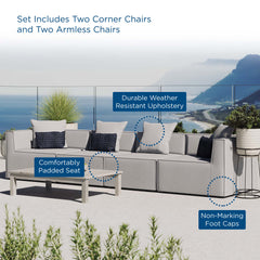 Saybrook Gray 4-Piece Outdoor Patio Upholstered Sectional Sofa - 34.5x138" - Ornate Home