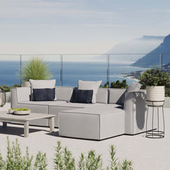Saybrook Gray 4-Piece Outdoor Patio Upholstered Sectional Sofa - 64x103.5" - Ornate Home