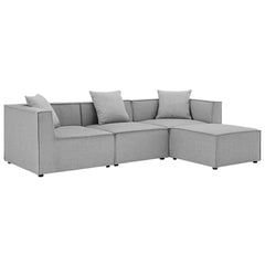 Saybrook Gray 4-Piece Outdoor Patio Upholstered Sectional Sofa - 64x103.5" - Ornate Home
