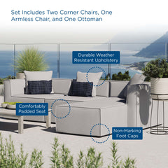 Saybrook Gray 4-Piece Outdoor Patio Upholstered Sectional Sofa - 64x103.5" - Ornate Home