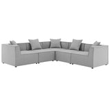 Saybrook Gray 5-Piece Outdoor Patio Upholstered Sectional Sofa - 103.5x103.5" - Ornate Home