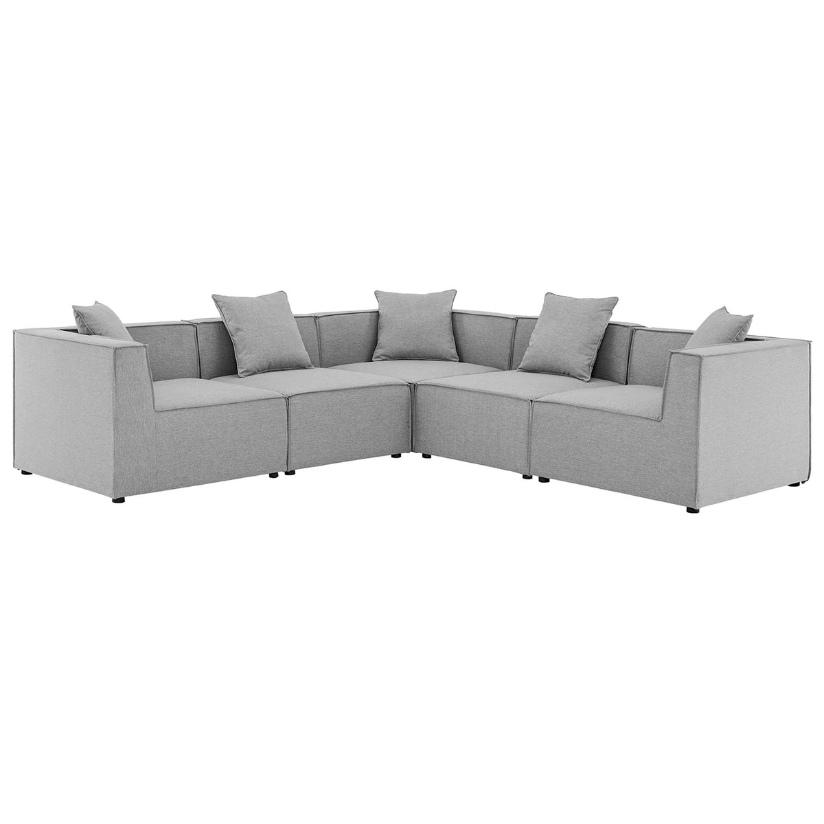 Saybrook Gray 5-Piece Outdoor Patio Upholstered Sectional Sofa - 103.5x103.5" - Ornate Home