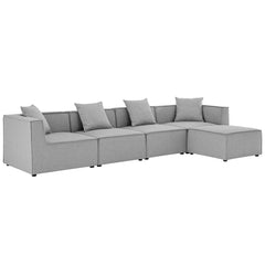 Saybrook Gray 5-Piece Outdoor Patio Upholstered Sectional Sofa - 64x138" - Ornate Home