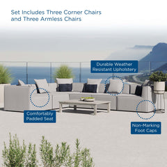 Saybrook Gray 6-Piece Outdoor Patio Upholstered Sectional Sofa - 103.5x138" - Ornate Home