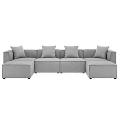 Saybrook Gray 6-Piece Outdoor Patio Upholstered Sectional Sofa - 64x138" - Ornate Home