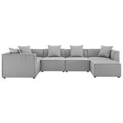 Saybrook Gray 6-Piece Outdoor Patio Upholstered Sectional Sofa - 69x138" - Ornate Home