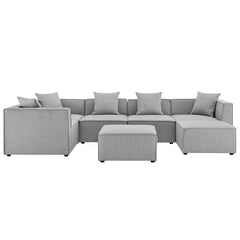 Saybrook Gray 7-Piece Outdoor Patio Upholstered Sectional Sofa - Ornate Home