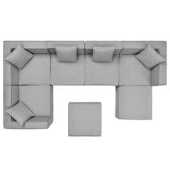 Saybrook Gray 7-Piece Outdoor Patio Upholstered Sectional Sofa - Ornate Home