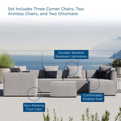 Saybrook Gray 7-Piece Outdoor Patio Upholstered Sectional Sofa - Ornate Home