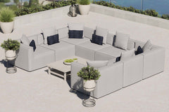 Saybrook Gray 8-Piece Outdoor Patio Upholstered Sectional Sofa - Ornate Home