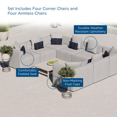 Saybrook Gray 8-Piece Outdoor Patio Upholstered Sectional Sofa - Ornate Home