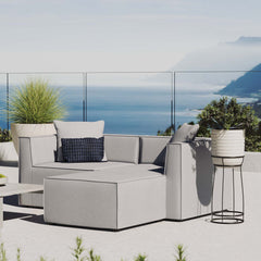 Saybrook Gray Outdoor Patio Upholstered Loveseat and Ottoman Set - Ornate Home