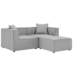 Saybrook Gray Outdoor Patio Upholstered Loveseat and Ottoman Set - Ornate Home