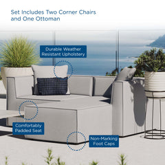 Saybrook Gray Outdoor Patio Upholstered Loveseat and Ottoman Set - Ornate Home