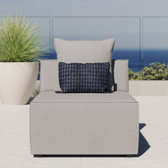 Saybrook Gray Outdoor Patio Upholstered Sectional Sofa Armless Chair - Ornate Home