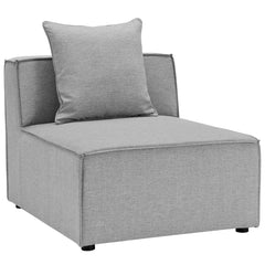 Saybrook Gray Outdoor Patio Upholstered Sectional Sofa Armless Chair - Ornate Home
