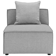 Saybrook Gray Outdoor Patio Upholstered Sectional Sofa Armless Chair - Ornate Home