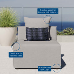 Saybrook Gray Outdoor Patio Upholstered Sectional Sofa Armless Chair - Ornate Home