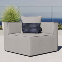 Saybrook Gray Outdoor Patio Upholstered Sectional Sofa Corner Chair - Ornate Home