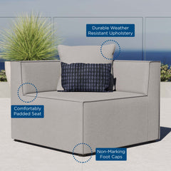 Saybrook Gray Outdoor Patio Upholstered Sectional Sofa Corner Chair - Ornate Home