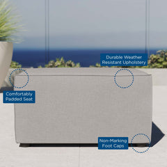 Saybrook Gray Outdoor Patio Upholstered Sectional Sofa Ottoman - Ornate Home