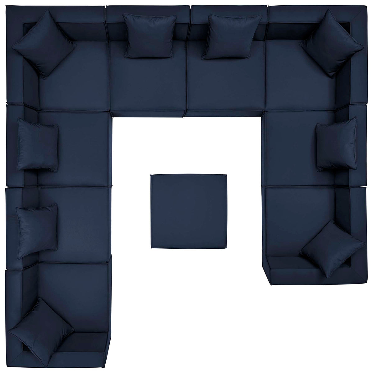 Saybrook Navy 10-Piece Outdoor Patio Upholstered Sectional Sofa - Ornate Home