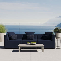 Saybrook Navy 3-Piece Outdoor Patio Upholstered Sectional Sofa - Ornate Home
