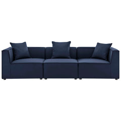 Saybrook Navy 3-Piece Outdoor Patio Upholstered Sectional Sofa - Ornate Home