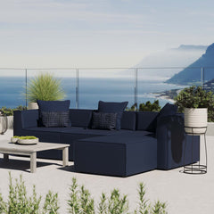 Saybrook Navy 4-Piece Outdoor Patio Upholstered Sectional Sofa - 64x103.5" - Ornate Home