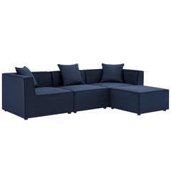 Saybrook Navy 4-Piece Outdoor Patio Upholstered Sectional Sofa - 64x103.5" - Ornate Home