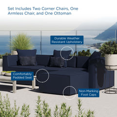 Saybrook Navy 4-Piece Outdoor Patio Upholstered Sectional Sofa - 64x103.5" - Ornate Home