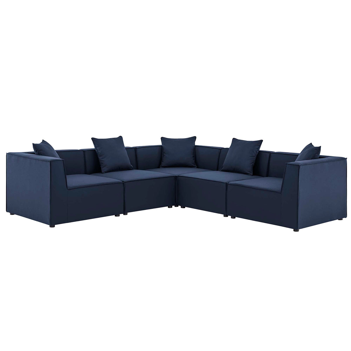 Saybrook Navy 5-Piece Outdoor Patio Upholstered Sectional Sofa - 103.5x103.5" - Ornate Home