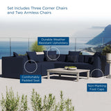 Saybrook Navy 5-Piece Outdoor Patio Upholstered Sectional Sofa - 103.5x103.5" - Ornate Home