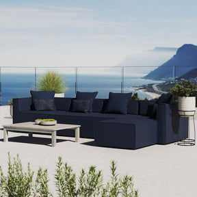 Saybrook Navy 5-Piece Outdoor Patio Upholstered Sectional Sofa - 64x138" - Ornate Home