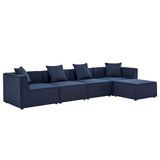 Saybrook Navy 5-Piece Outdoor Patio Upholstered Sectional Sofa - 64x138" - Ornate Home