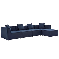Saybrook Navy 5-Piece Outdoor Patio Upholstered Sectional Sofa - 64x138" - Ornate Home
