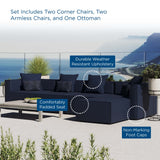 Saybrook Navy 5-Piece Outdoor Patio Upholstered Sectional Sofa - 64x138" - Ornate Home