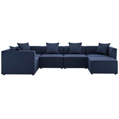 Saybrook Navy 6-Piece Outdoor Patio Upholstered Sectional Sofa - 69x138" - Ornate Home
