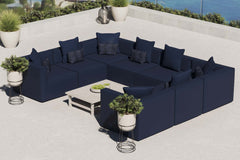 Saybrook Navy 8-Piece Outdoor Patio Upholstered Sectional Sofa - Ornate Home