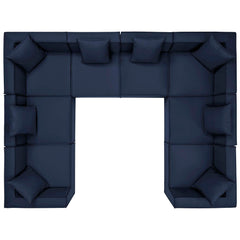Saybrook Navy 8-Piece Outdoor Patio Upholstered Sectional Sofa - Ornate Home