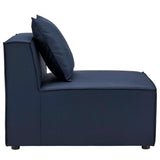 Saybrook Navy Blue Outdoor Patio Upholstered Sectional Sofa Armless Chair - Ornate Home