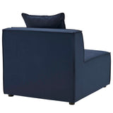 Saybrook Navy Blue Outdoor Patio Upholstered Sectional Sofa Armless Chair - Ornate Home