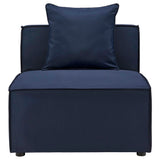 Saybrook Navy Blue Outdoor Patio Upholstered Sectional Sofa Armless Chair - Ornate Home
