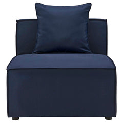 Saybrook Navy Blue Outdoor Patio Upholstered Sectional Sofa Armless Chair - Ornate Home