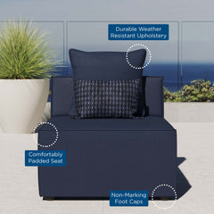 Saybrook Navy Blue Outdoor Patio Upholstered Sectional Sofa Armless Chair - Ornate Home