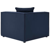 Saybrook Navy Outdoor Patio Upholstered Loveseat and Ottoman Set - Ornate Home