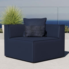 Saybrook Navy Outdoor Patio Upholstered Sectional Sofa Corner Chair - Ornate Home