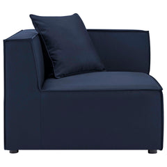 Saybrook Navy Outdoor Patio Upholstered Sectional Sofa Corner Chair - Ornate Home